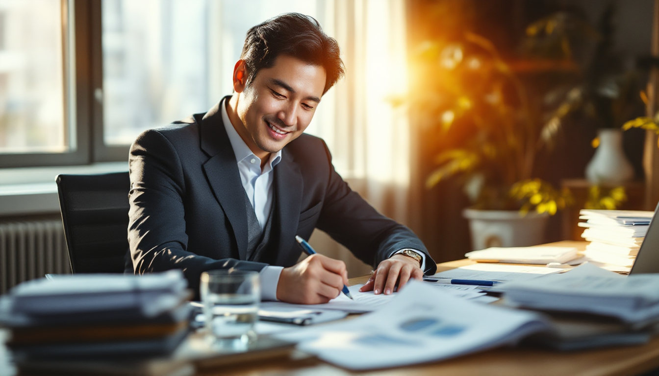 리밸런싱 체크리스트를 완성하며 만족스러워하는 한국인 투자자