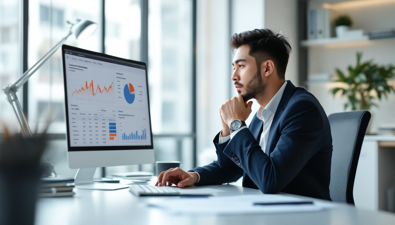 소비자 신뢰 지수를 검토하는 시장 연구원