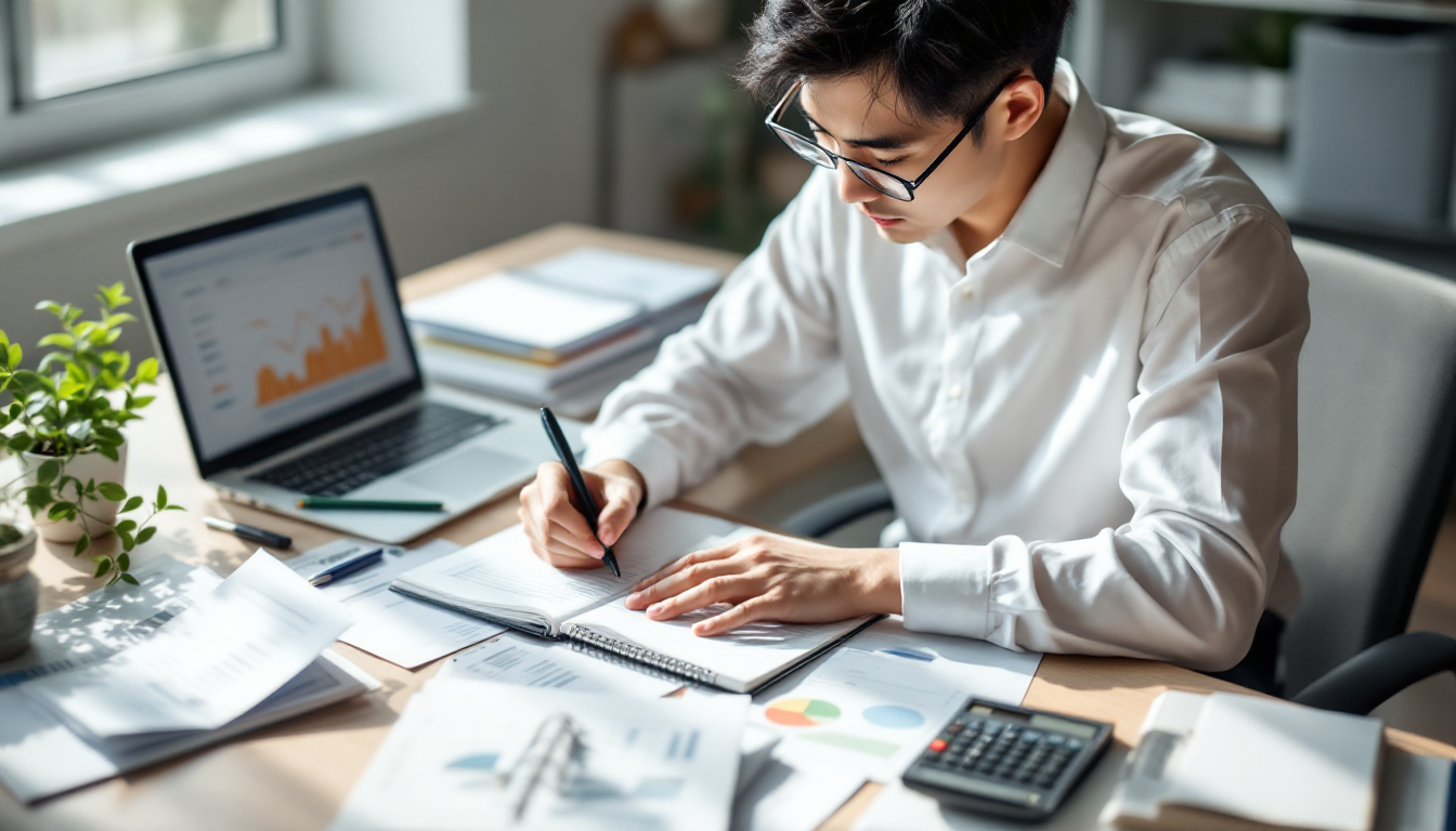 투자일지를 작성하며 자금 관리 원칙을 실천하고 있는 초보 투자자