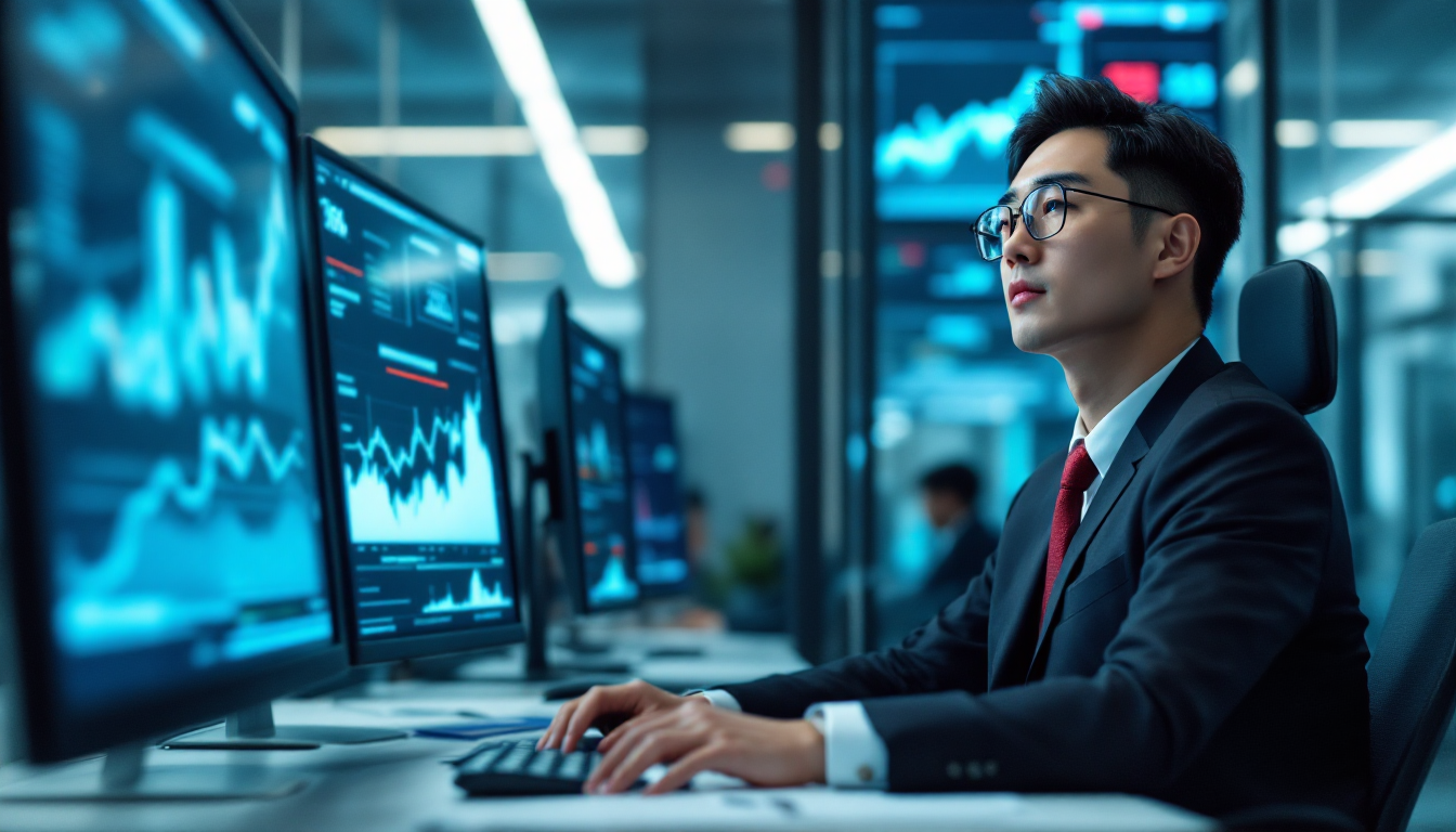 경제 지표를 분석하는 한국인 전문가의 모습