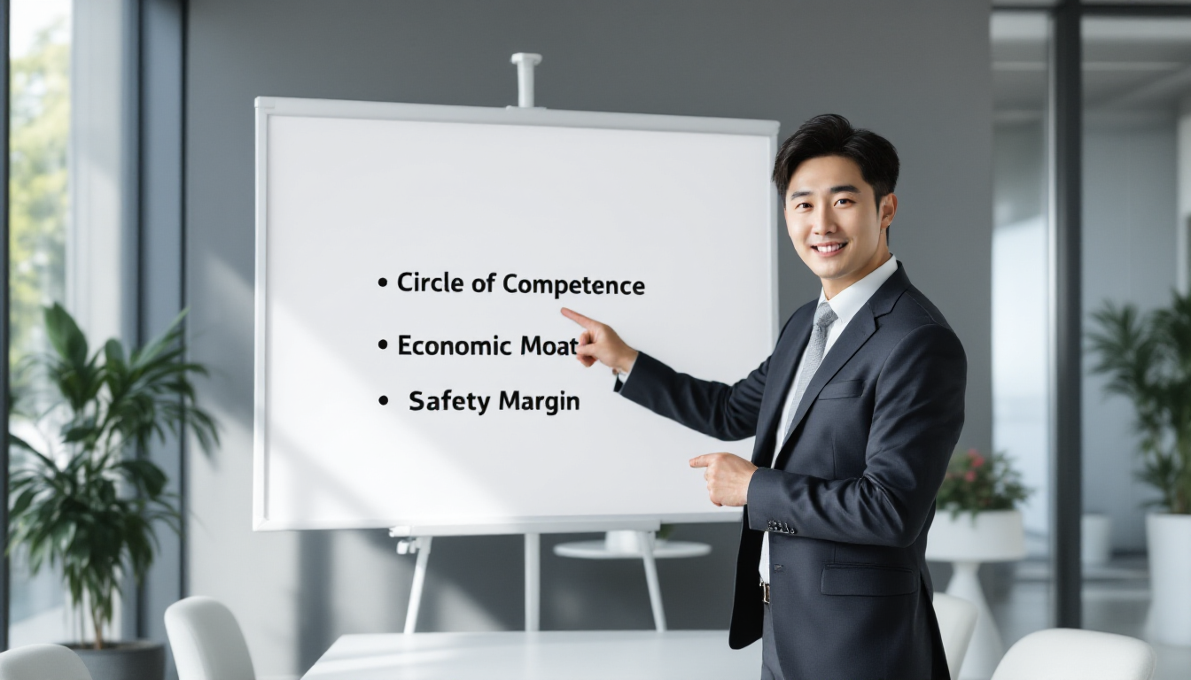 워렌 버핏의 3대 핵심 투자 원칙을 설명하는 전문가