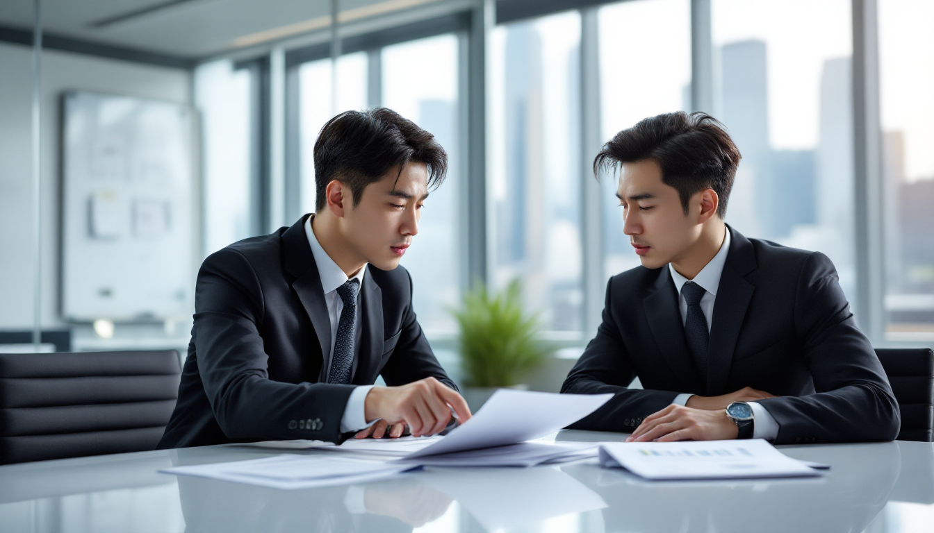 리처드 데니스와 윌리엄 에크하르트의 논쟁을 표현하는 비즈니스 미팅