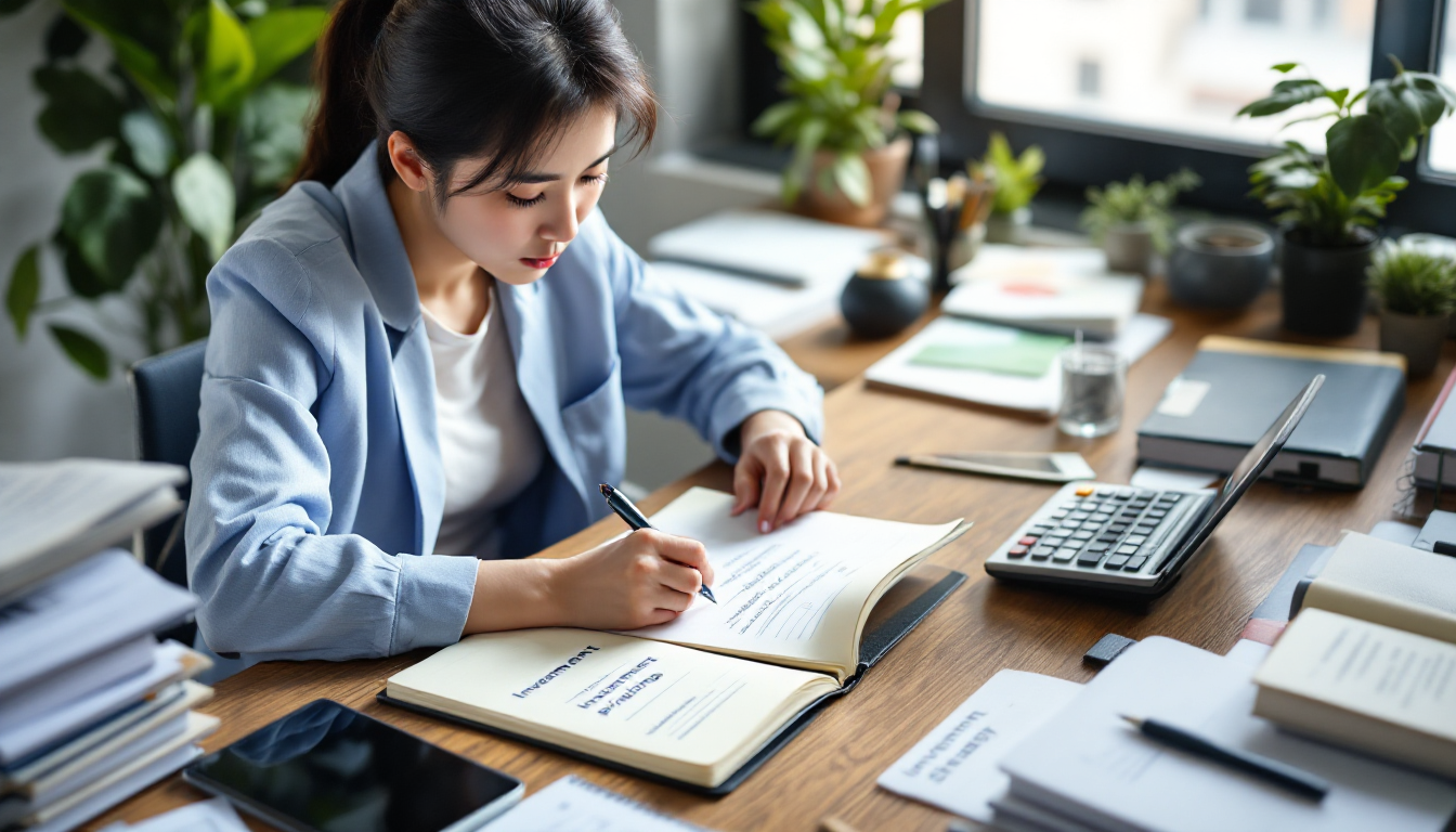 투자 성공을 위한 5가지 원칙을 정리하고 있는 직장인 투자자