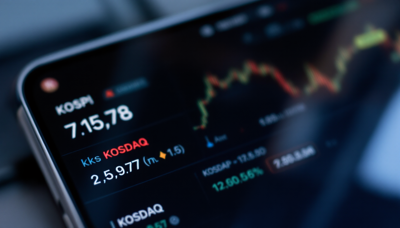 주식 거래 앱 화면을 보여주는 스마트폰