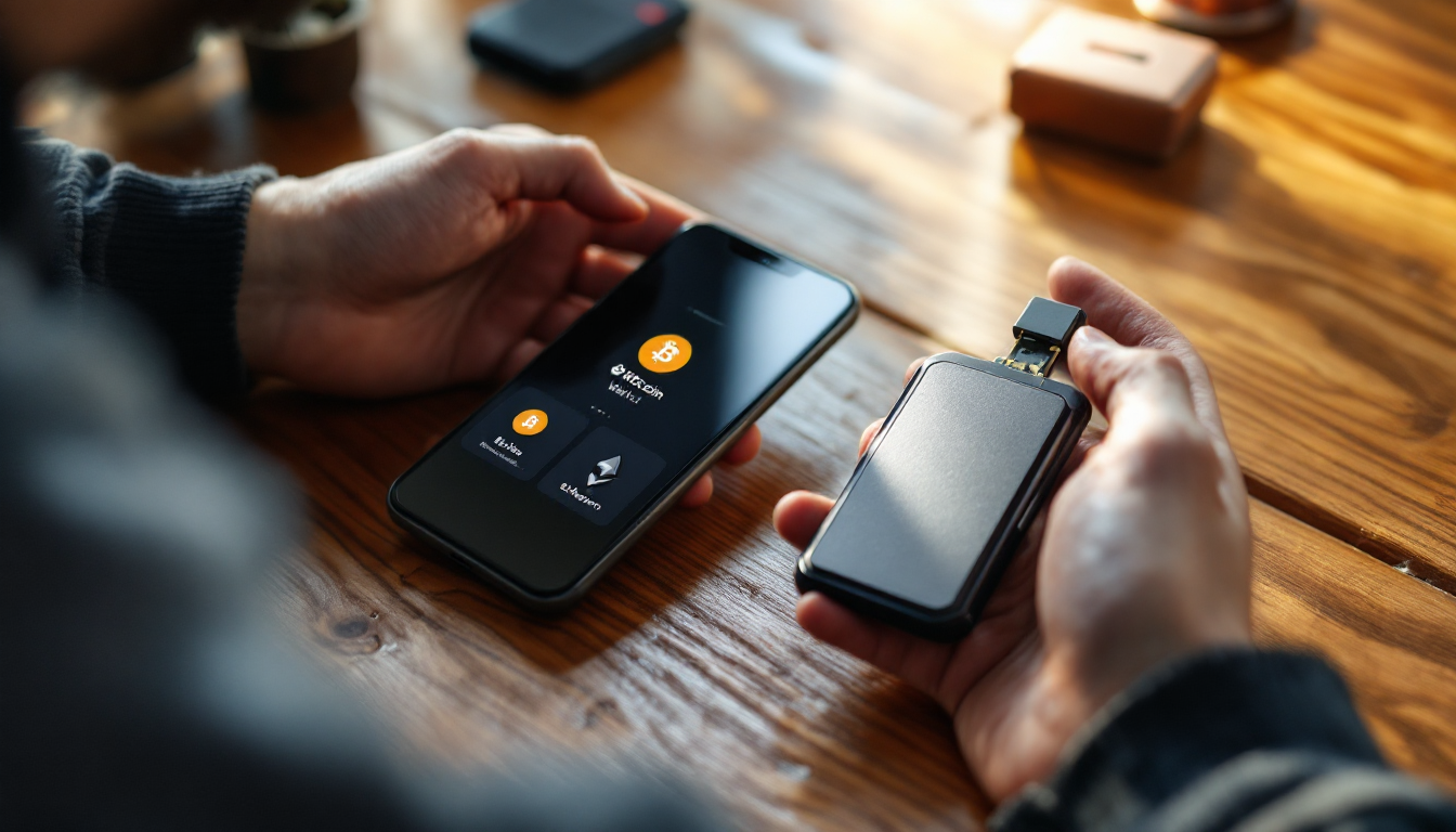 크립토 투자를 위해 디지털 지갑을 사용하는 한국인의 손