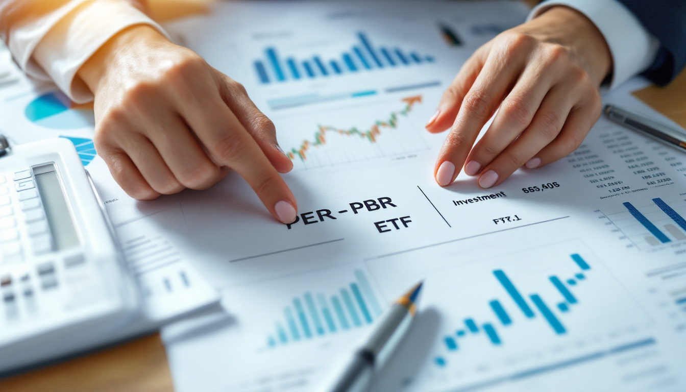 재테크 용어들이 적힌 금융 문서를 검토하는 모습