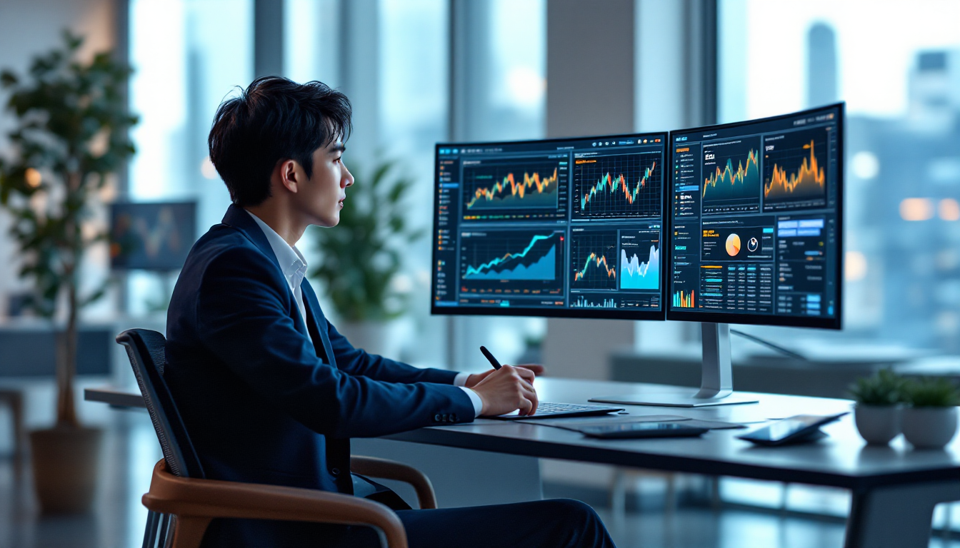 암호화폐 트렌드를 분석하는 전문가가 최신 웹3 데이터를 모니터링하는 모습