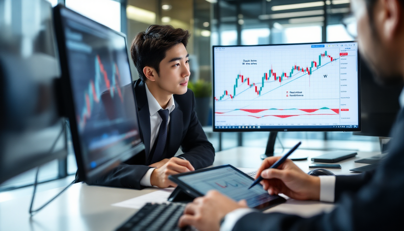 다양한 주식 패턴이 표시된 차트 분석 화면