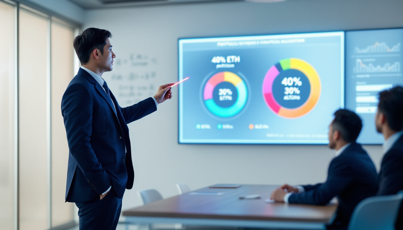 포트폴리오 구성 비율을 설명하는 투자 상담 장면