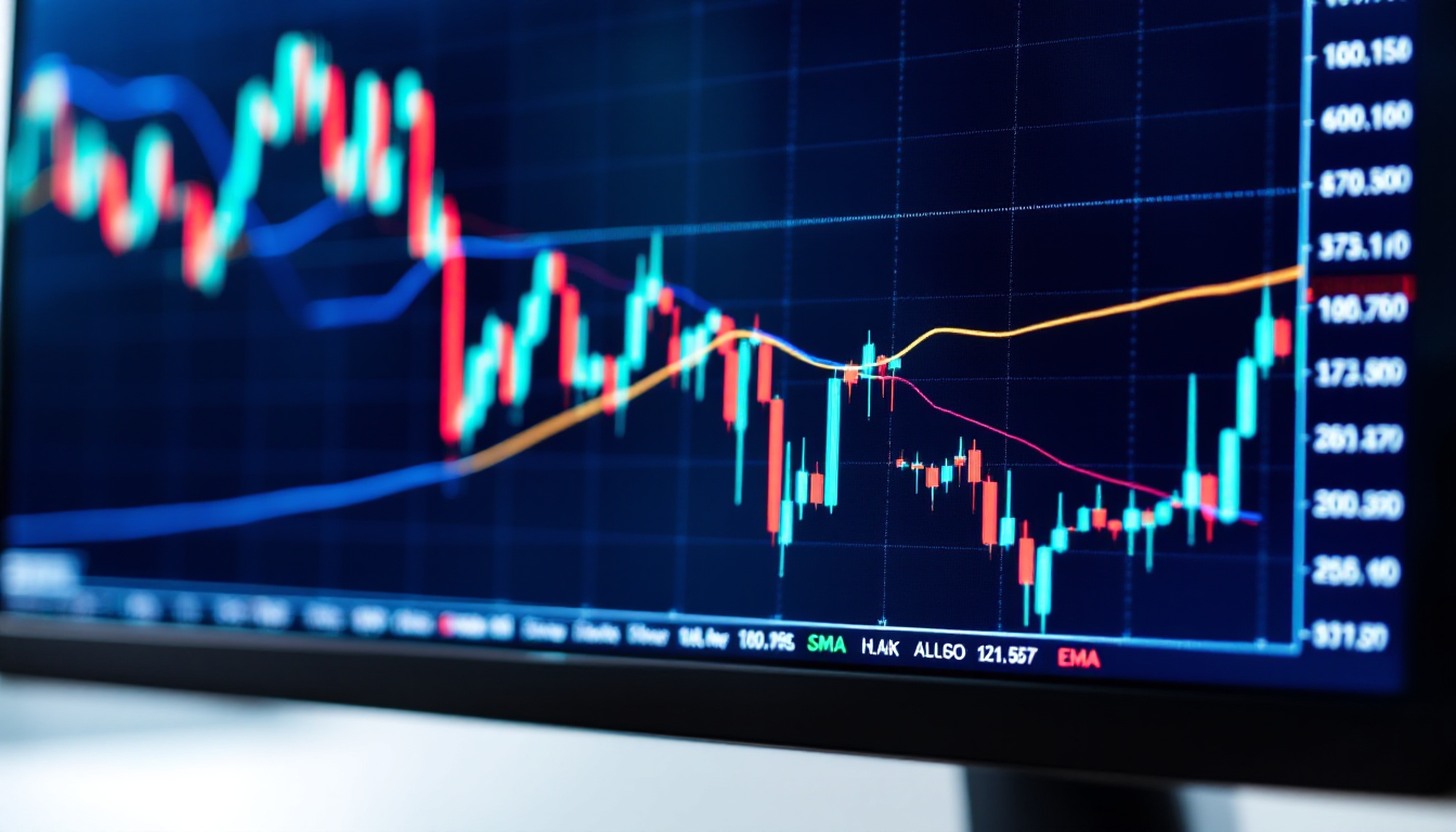 SMA와 EMA 이동평균선이 표시된 주식 차트 화면