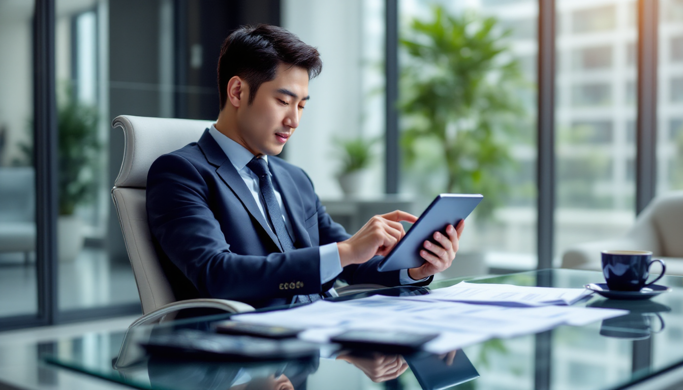 EBITDA 지표를 검토하는 한국인 금융 전문가