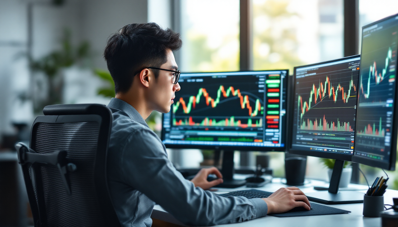 단타, 스윙, 장투의 투자 기간과 리스크를 비교 분석하는 전문 투자자의 모습