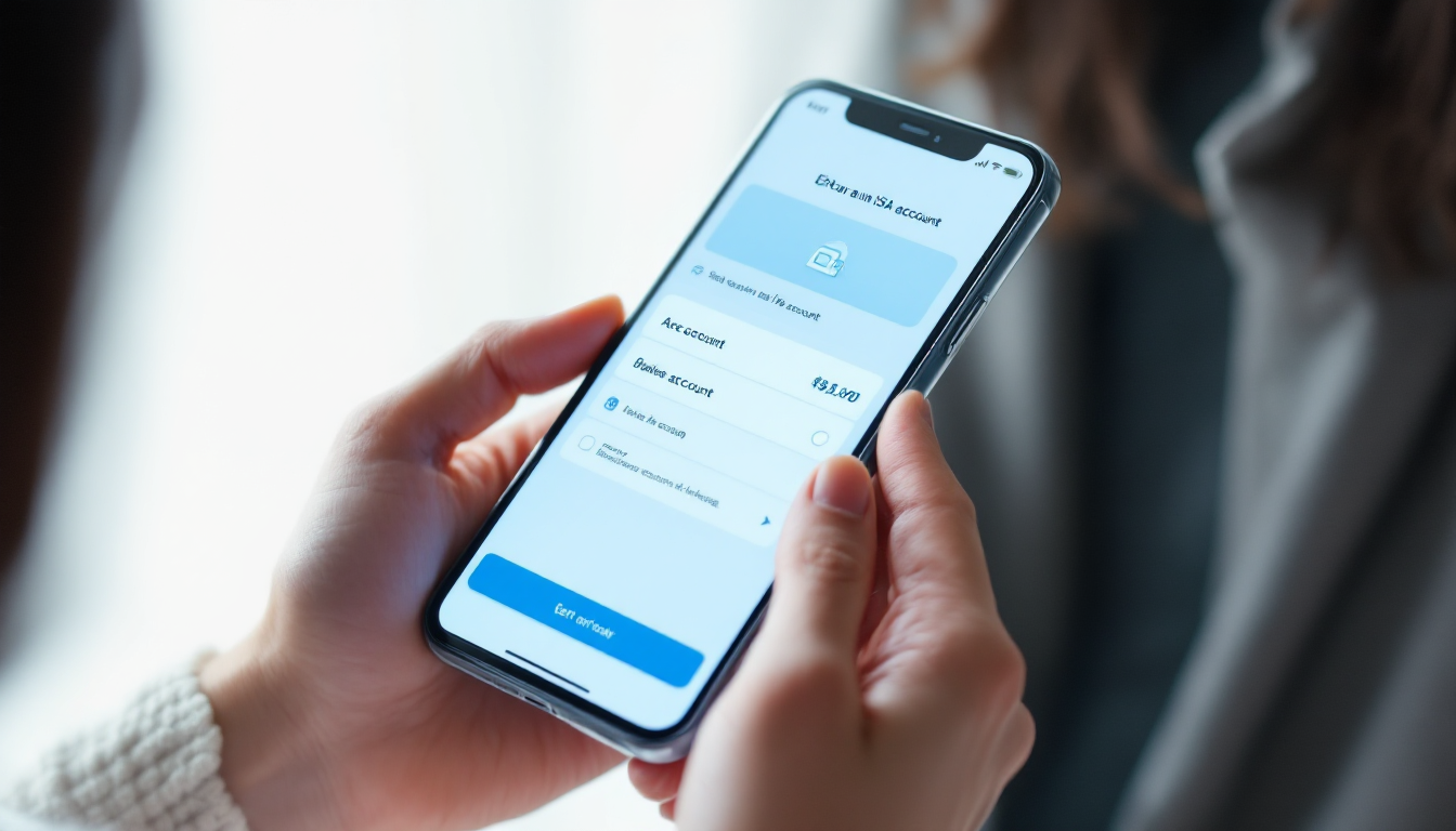 ISA 계좌를 개설하는 대학생의 손과 스마트폰