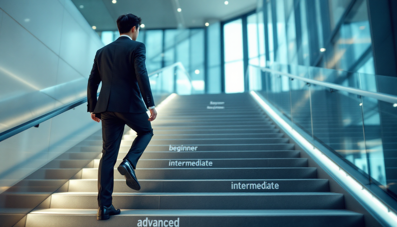 투자 지식 단계별 학습 로드맵을 나타내는 계단 이미지