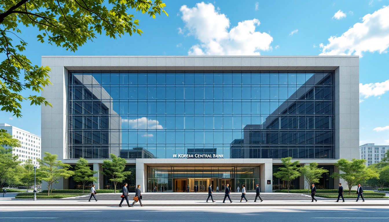 한국은행 건물과 금리 발표 상황
