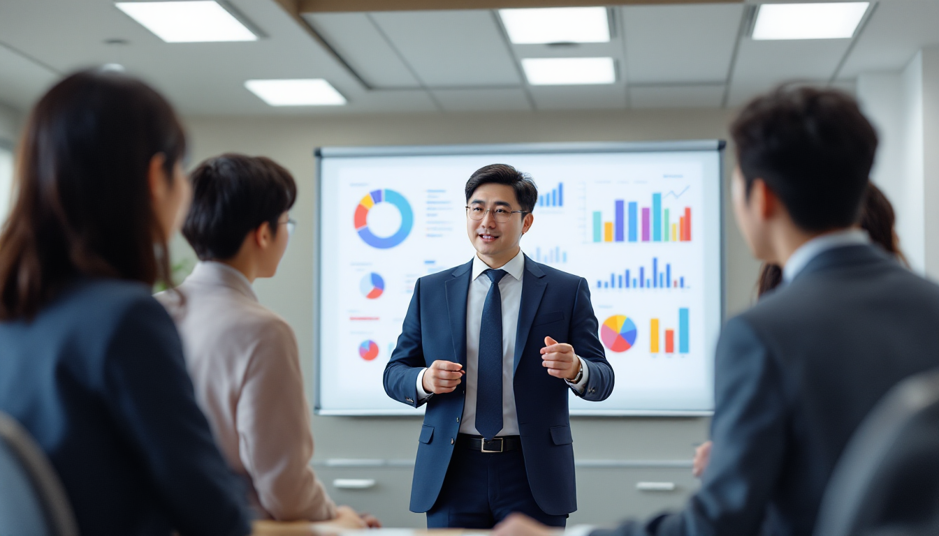 분산투자의 핵심 원리를 설명하는 금융 전문가와 학생들