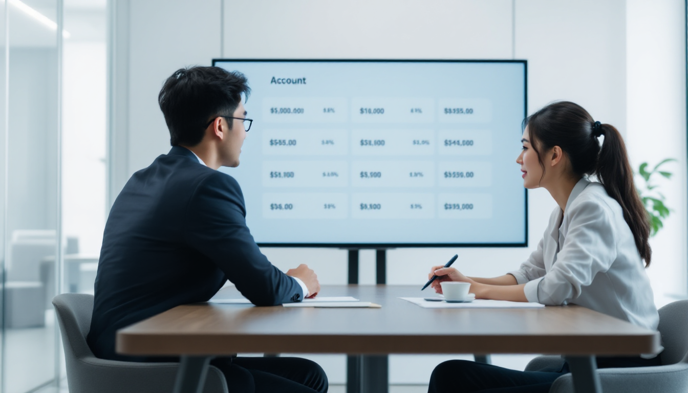 연봉별 투자 계좌 조합을 상담받는 직장인과 재정 전문가
