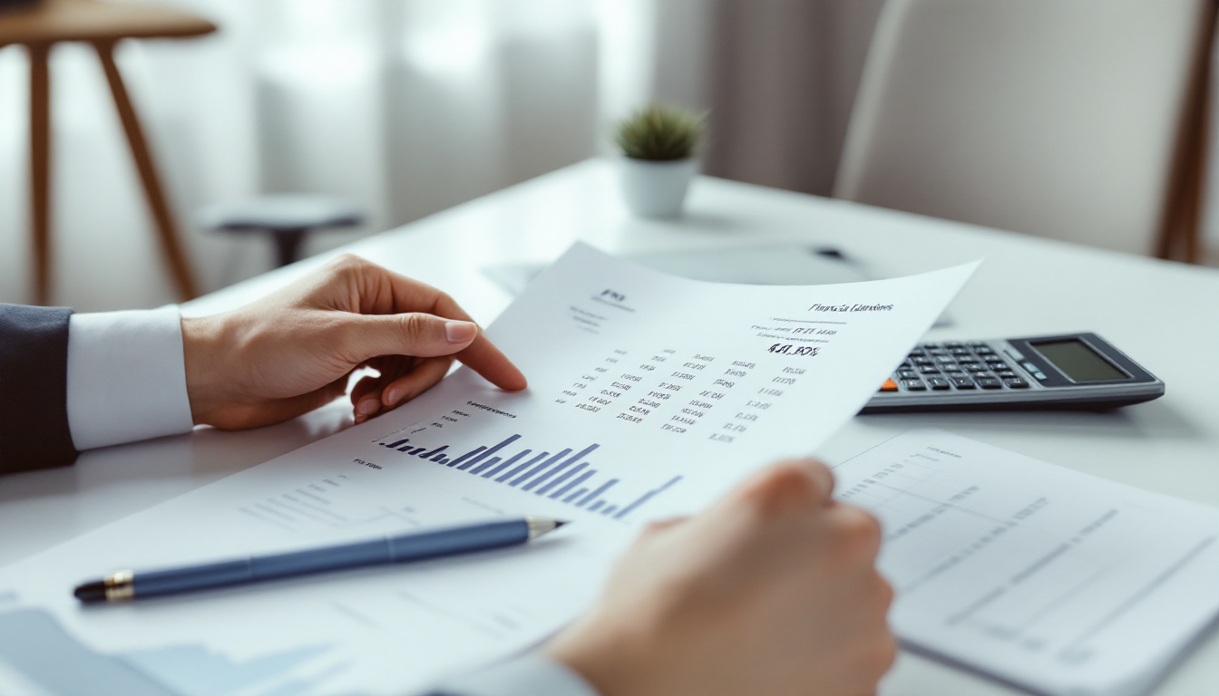 PER, PBR, ROE 지표가 표시된 재무제표를 분석하는 모습