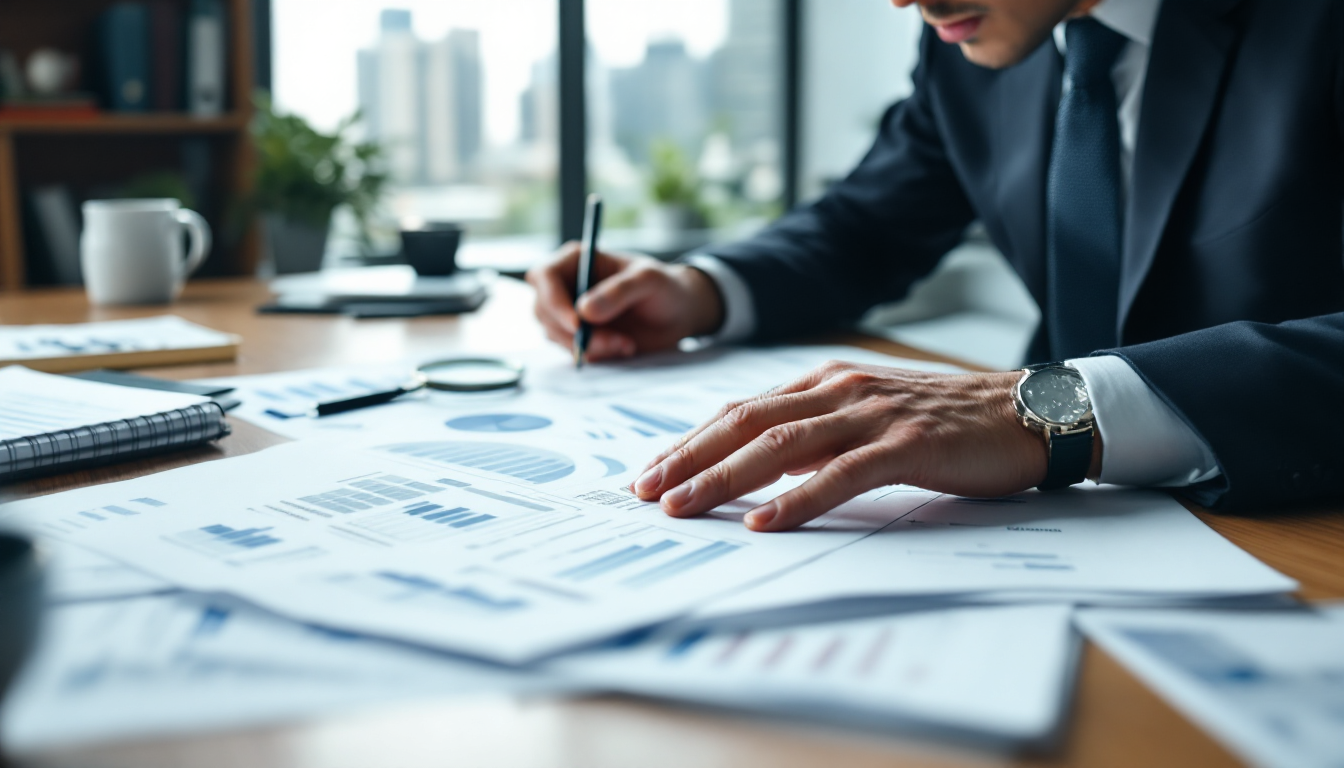 펀더멘털 분석을 위해 재무제표를 검토하는 투자자