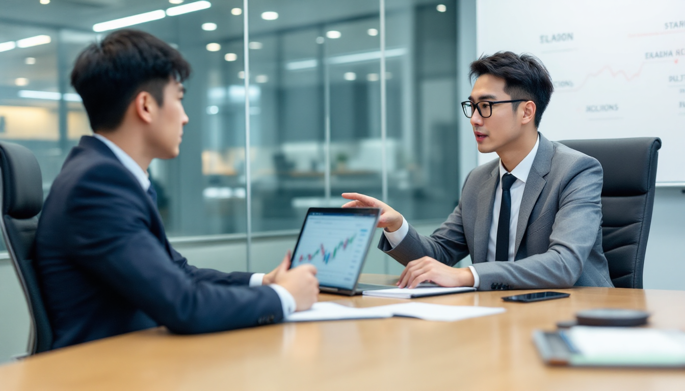 조건부 지정가 주문에 대해 설명하는 금융 어드바이저