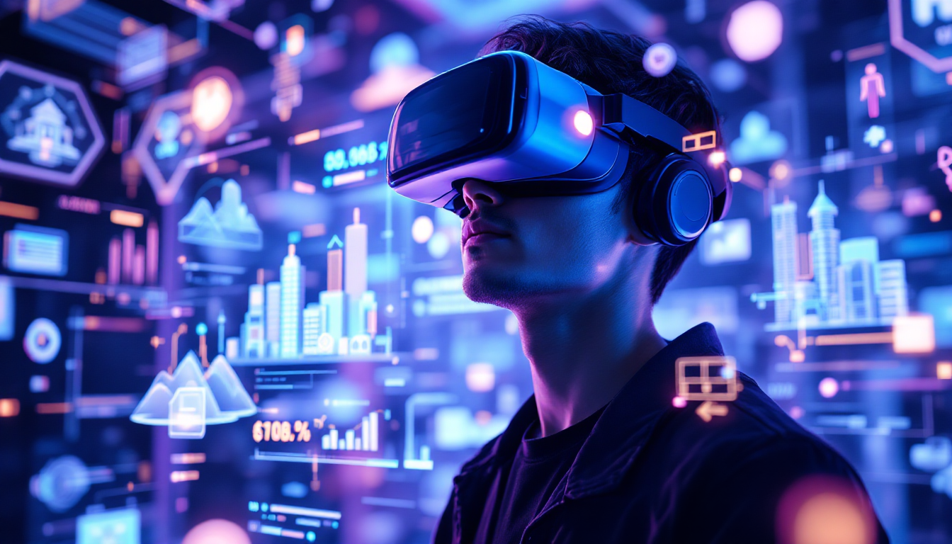 VR 헤드셋을 착용하고 메타버스를 탐험하는 한국인 기술 투자자