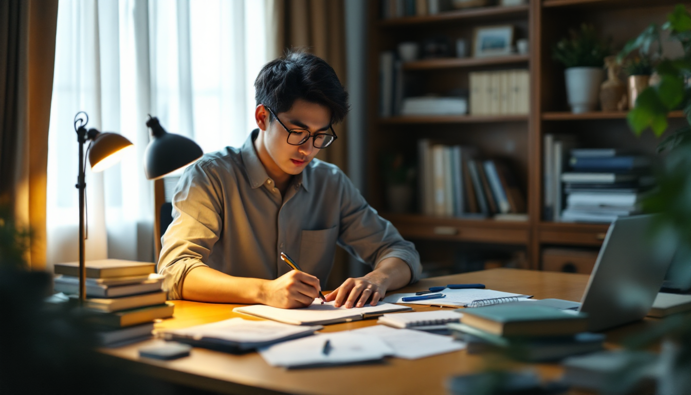 투자일지를 작성하며 자신의 투자 결정을 기록하는 한국인