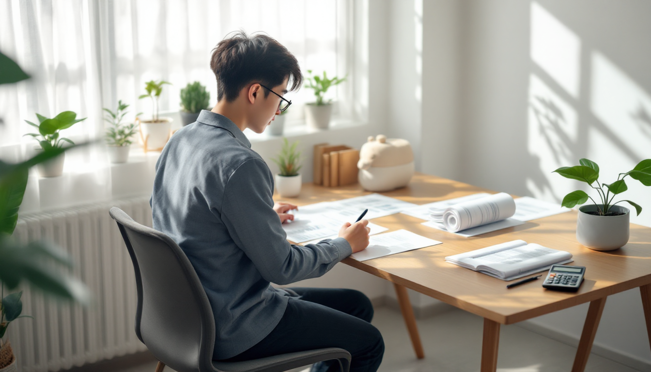 연금저축 계획을 세우고 있는 젊은 직장인